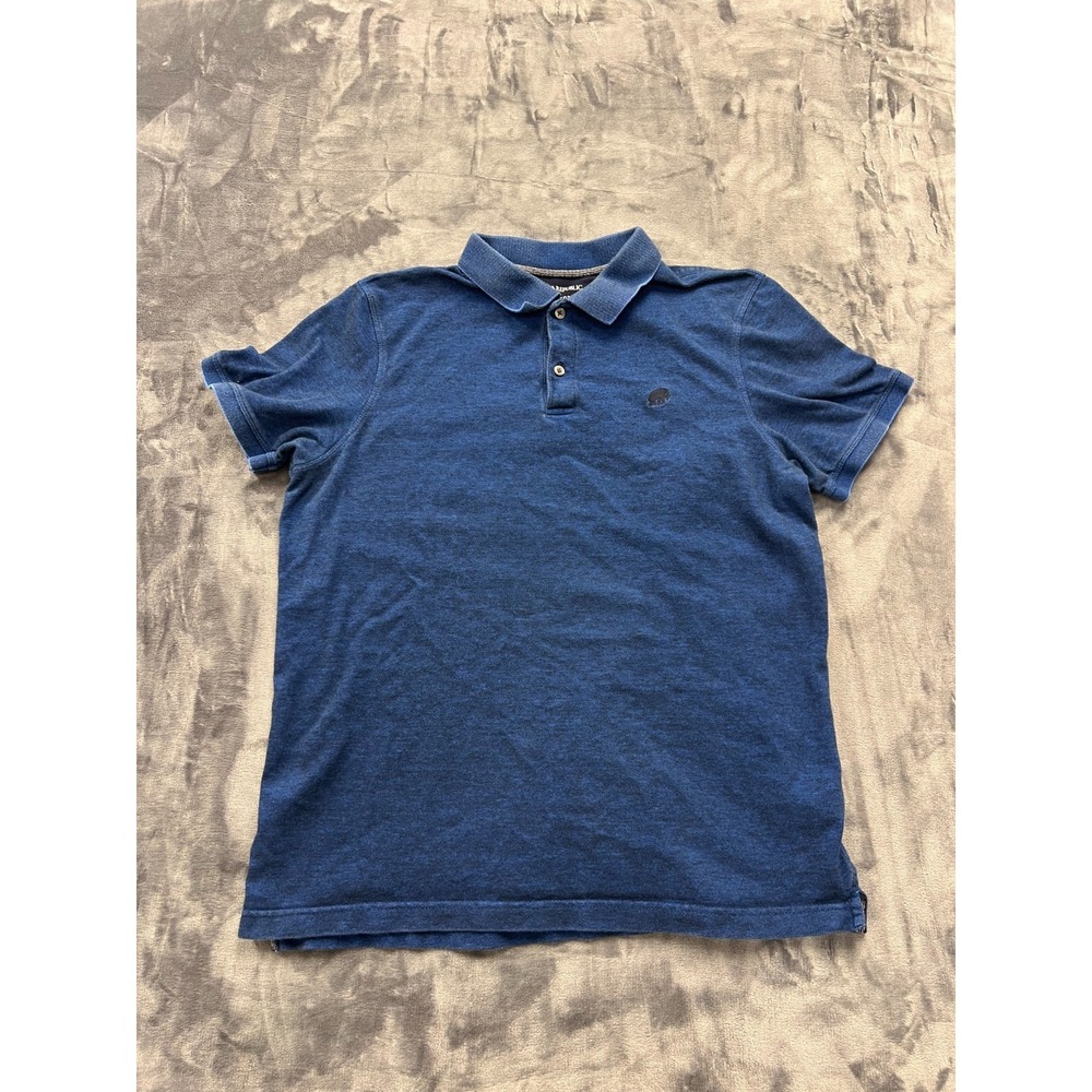 Banana Republic Pique Polo Shirt Mens Large Blue Organic Cotton Textured Tennis